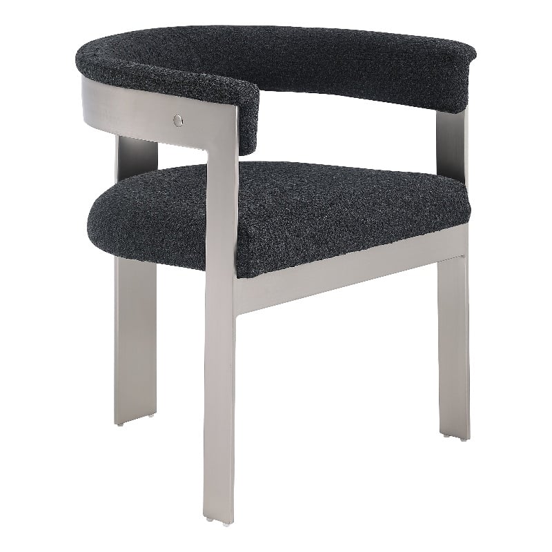 Meridian Furniture Romeo Black Boucle Fabric Dining Chair (Set of 2)