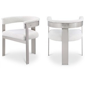 Meridian Furniture Romeo Cream Boucle Fabric Dining Chair (Set of 2)