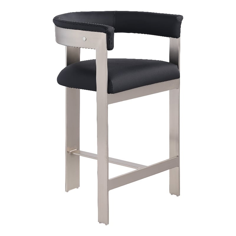 Meridian Furniture Romeo Black Vegan Leather Counter Stool (Set of 2)