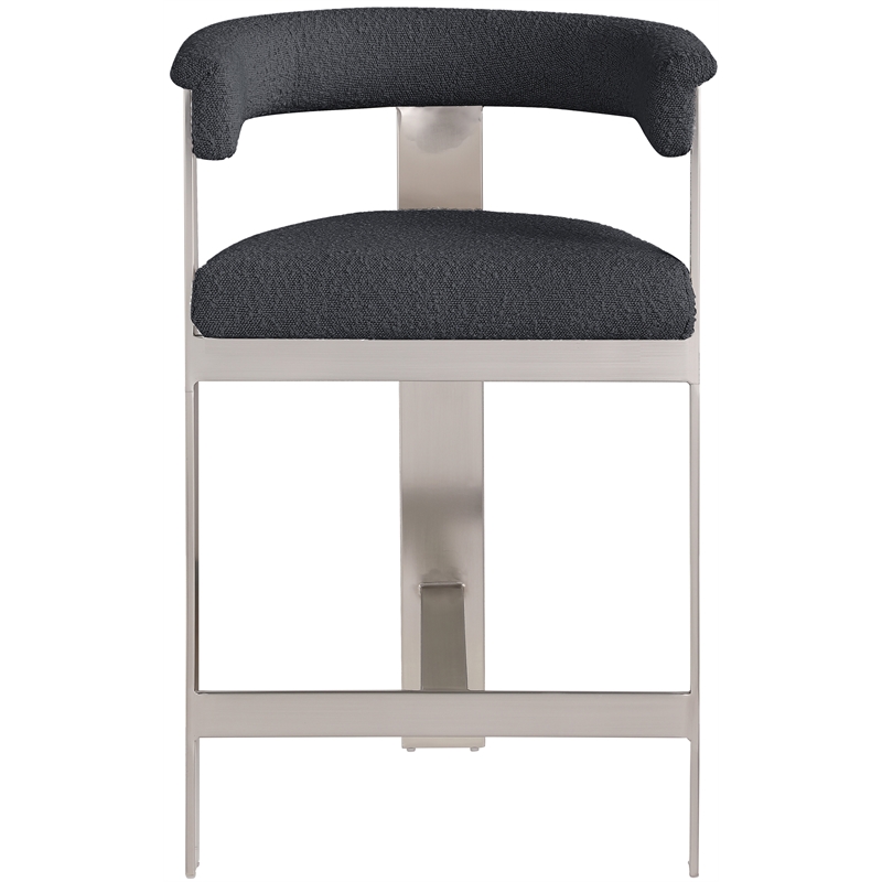 Meridian Furniture Romeo Black Boucle Fabric Counter Stool (Set of 2)