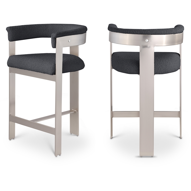 Meridian Furniture Romeo Black Boucle Fabric Counter Stool (Set of 2)