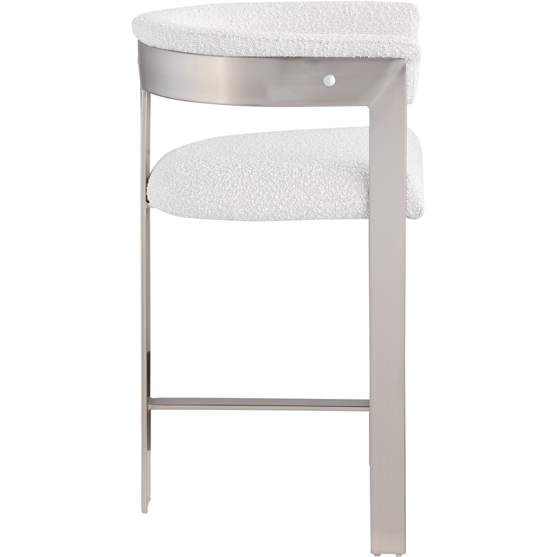 Meridian Furniture Romeo Cream Boucle Fabric Counter Stool (Set of 2)