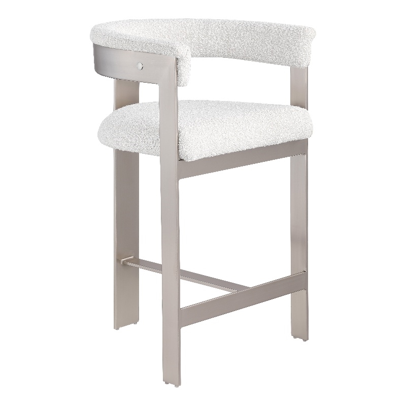 Meridian Furniture Romeo Cream Boucle Fabric Counter Stool (Set of 2)