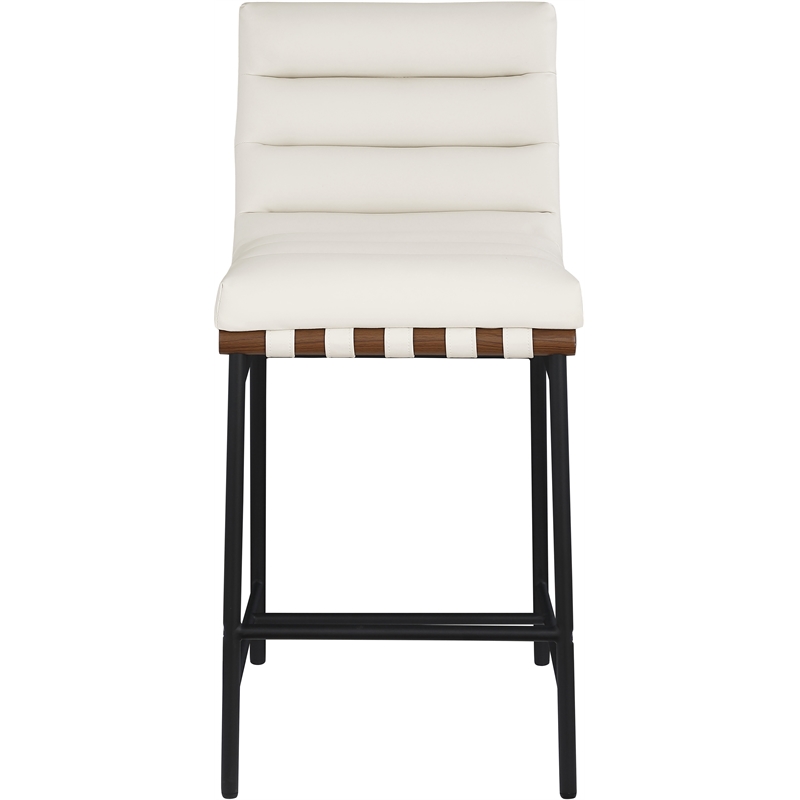 Meridian Furniture Burke Cream Vegan Leather Counter Stool