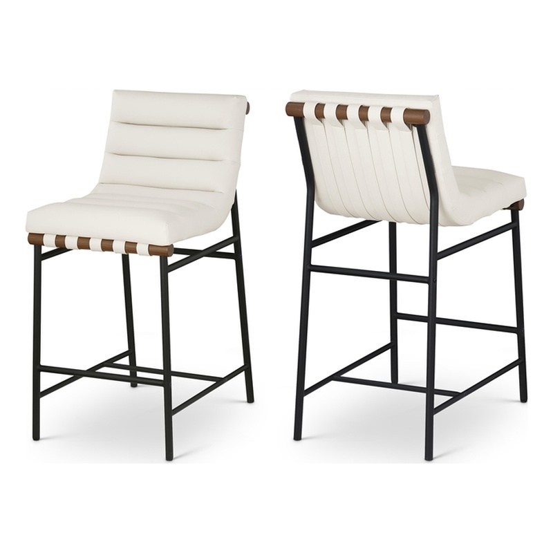 Meridian Furniture Burke Cream Vegan Leather Counter Stool