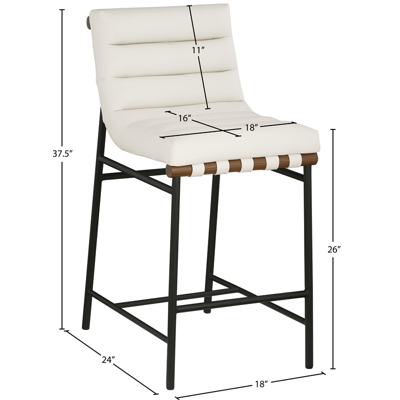 Meridian Furniture Burke Cream Vegan Leather Counter Stool