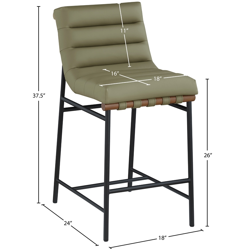 Meridian Furniture Burke Green Vegan Leather Counter Stool