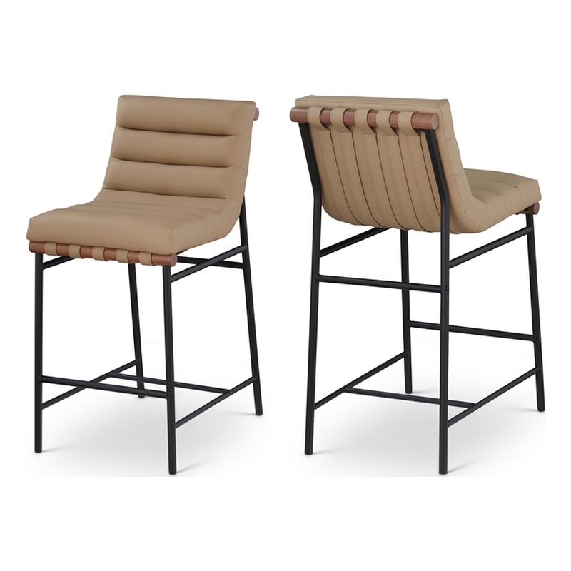 Meridian Furniture Burke Tan Vegan Leather Counter Stool