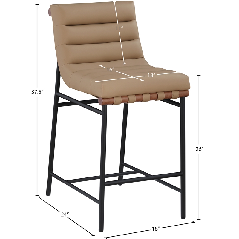Meridian Furniture Burke Tan Vegan Leather Counter Stool