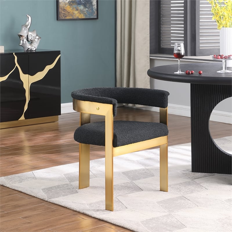 Meridian Furniture Romeo Black Boucle Fabric Dining Chair (Set of 2)