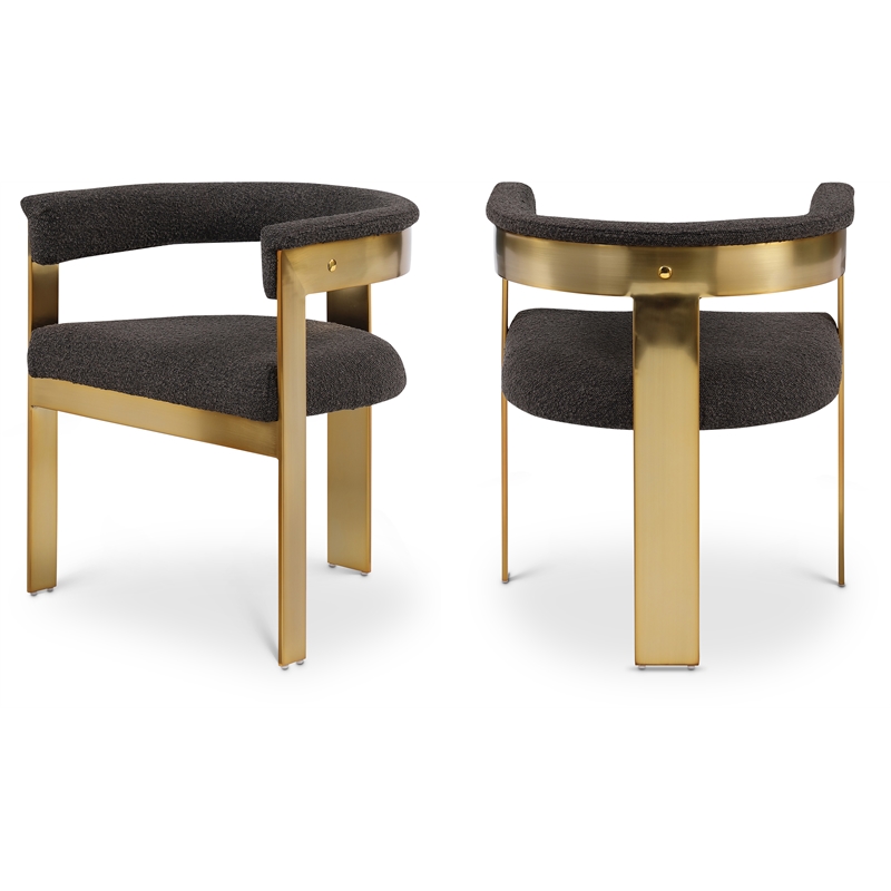 Meridian Furniture Romeo Brown Boucle Fabric Dining Chair (Set of 2)