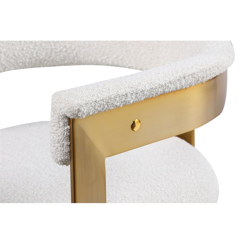 Meridian Furniture Romeo Cream Boucle Fabric Dining Chair (Set of 2)
