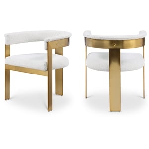 Meridian Furniture Romeo Cream Boucle Fabric Dining Chair (Set of 2)