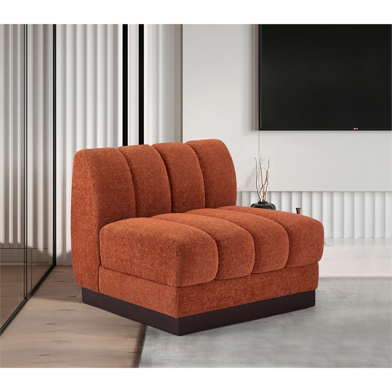 Meridian Furniture Quinn Cognac Chenille Fabric Armless Chair