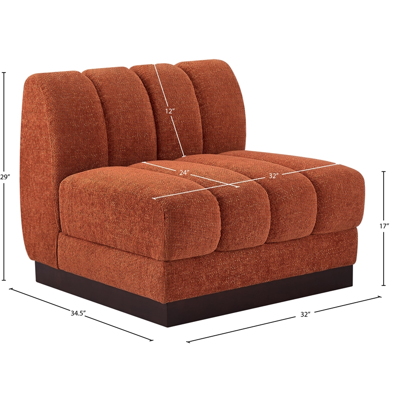 Meridian Furniture Quinn Cognac Chenille Fabric Armless Chair