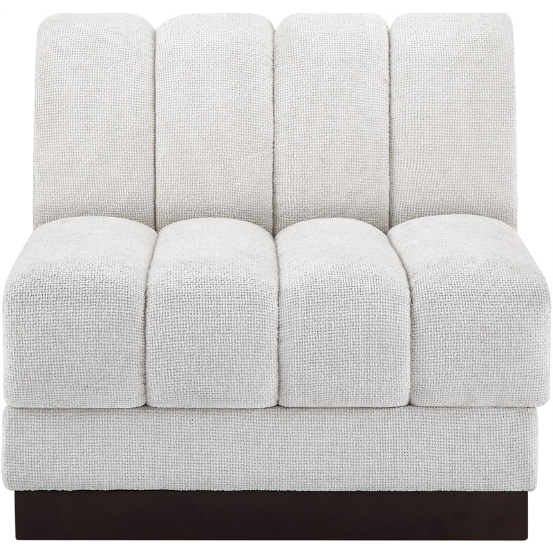 Meridian Furniture Quinn Cream Chenille Fabric Armless Chair