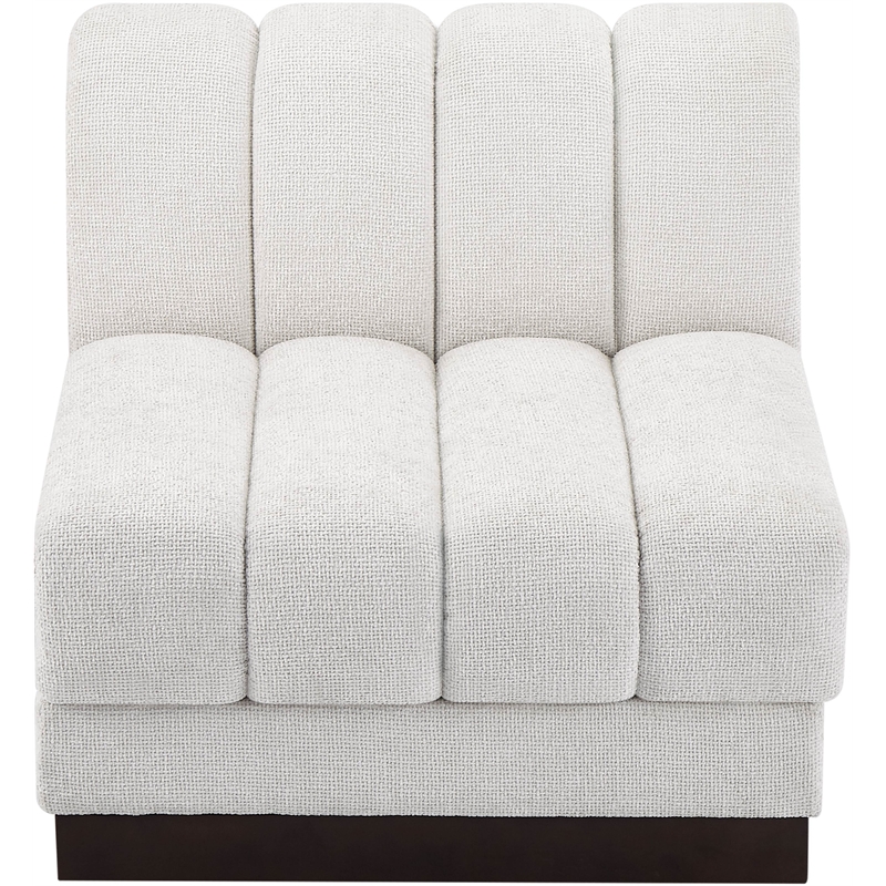 Meridian Furniture Quinn Cream Chenille Fabric Armless Chair
