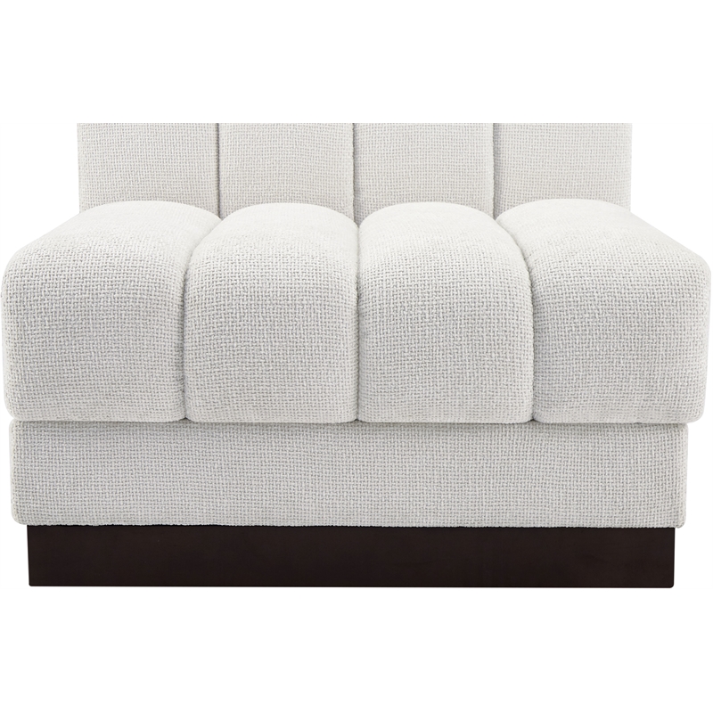Meridian Furniture Quinn Cream Chenille Fabric Armless Chair