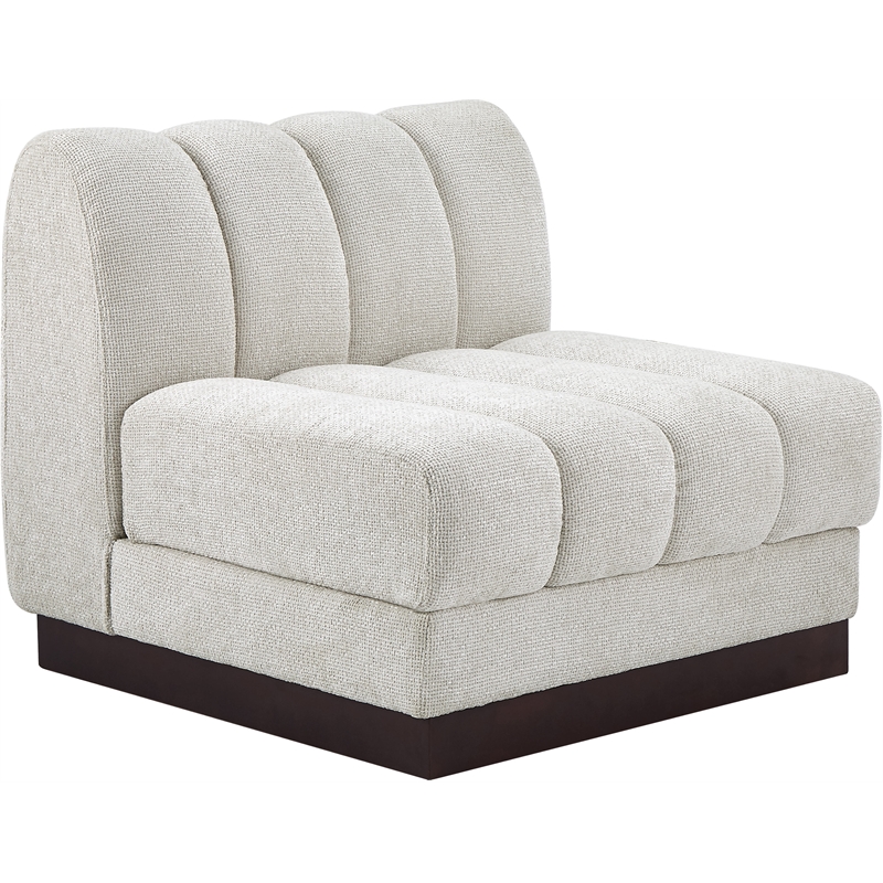 Meridian Furniture Quinn Cream Chenille Fabric Armless Chair