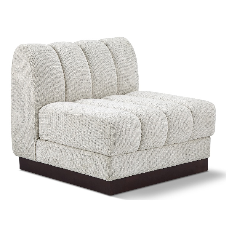 Meridian Furniture Quinn Cream Chenille Fabric Armless Chair