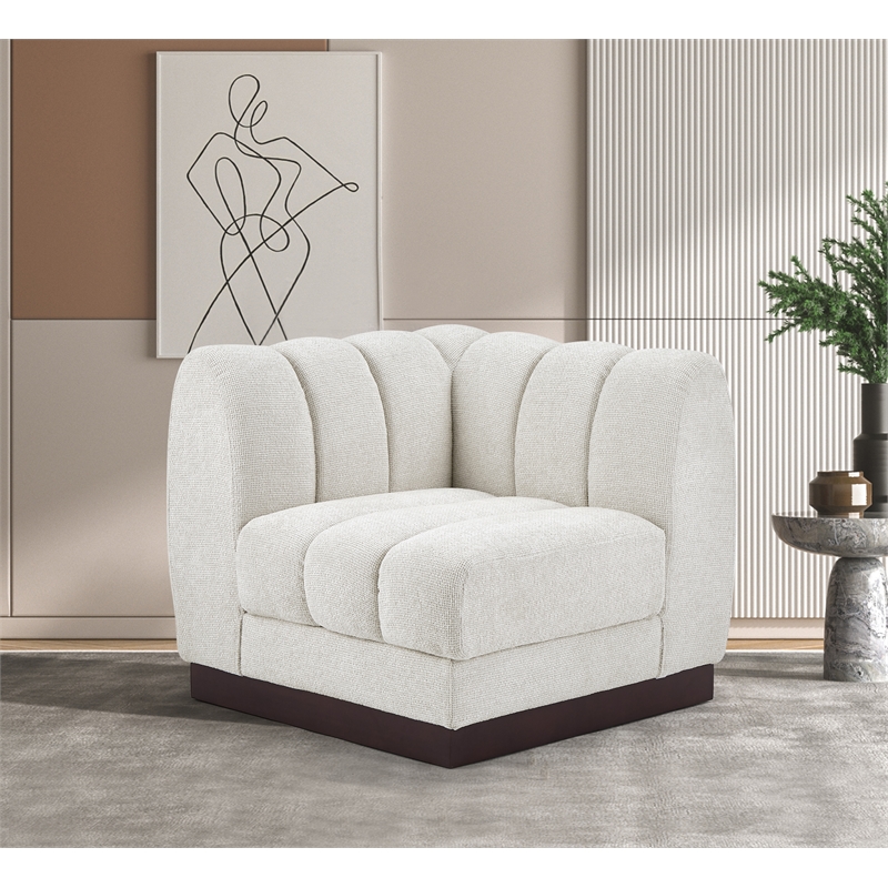 Meridian Furniture Quinn Cream Chenille Fabric Corner Chair