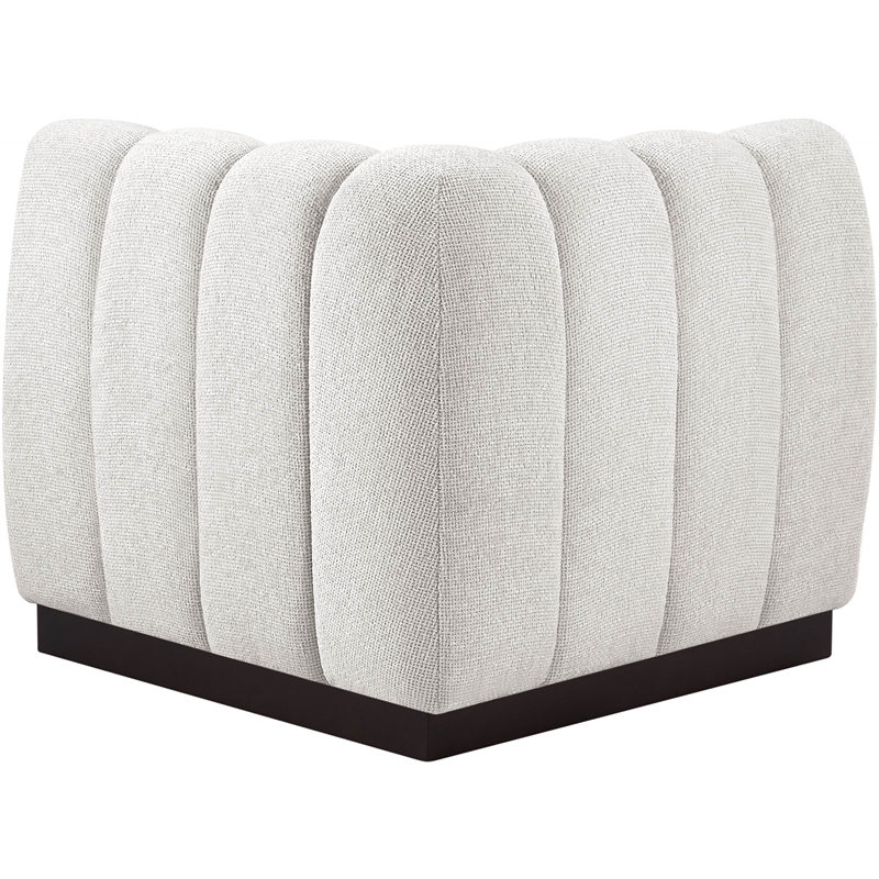Meridian Furniture Quinn Cream Chenille Fabric Corner Chair