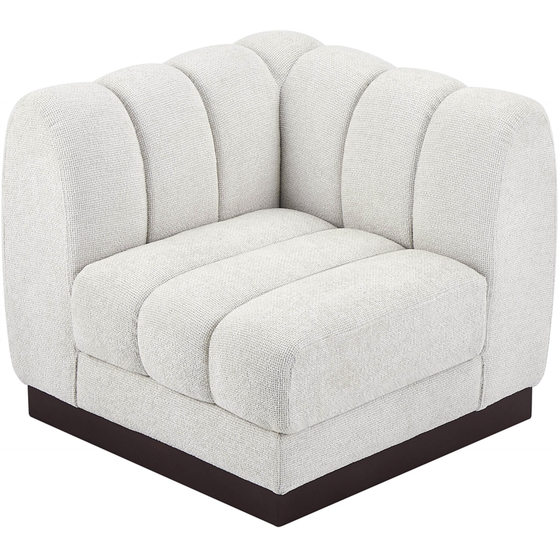 Meridian Furniture Quinn Cream Chenille Fabric Corner Chair