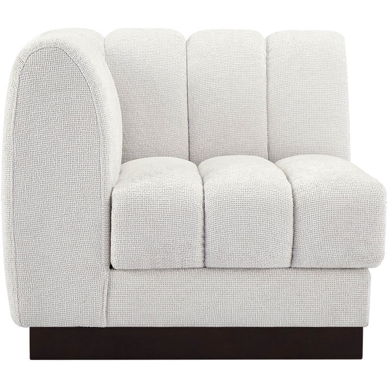 Meridian Furniture Quinn Cream Chenille Fabric Corner Chair