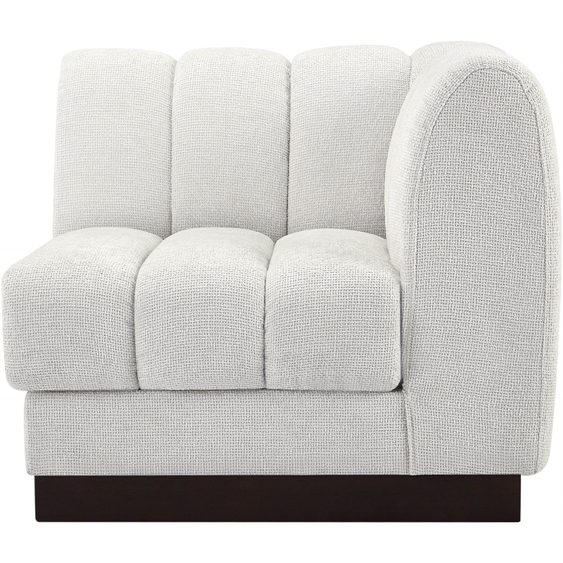 Meridian Furniture Quinn Cream Chenille Fabric Corner Chair
