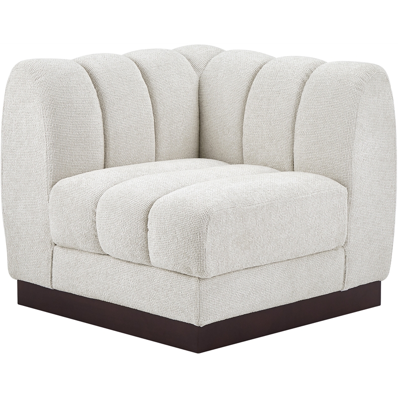 Meridian Furniture Quinn Cream Chenille Fabric Corner Chair