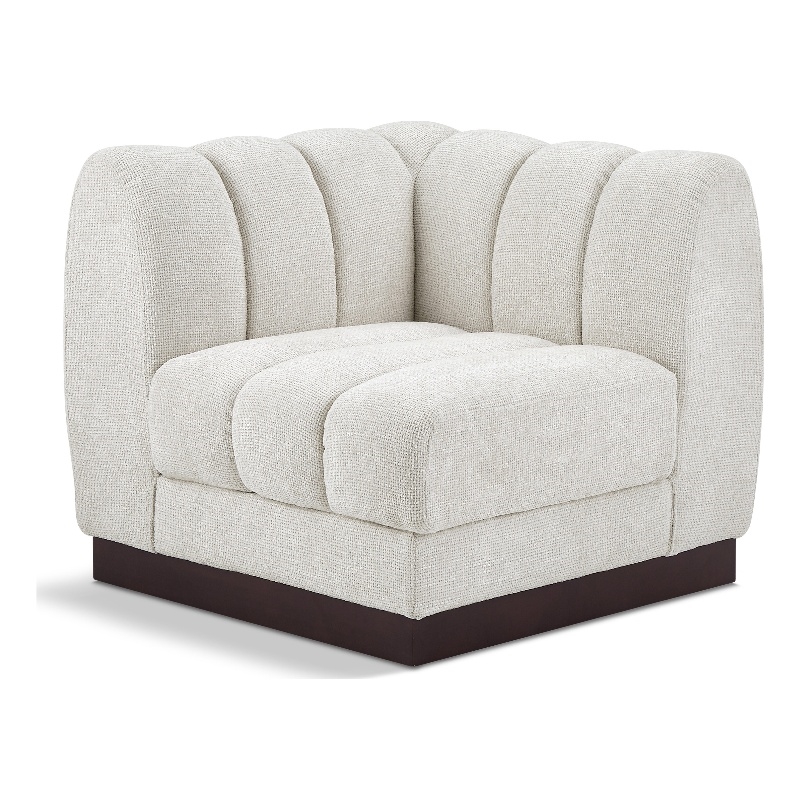 Meridian Furniture Quinn Cream Chenille Fabric Corner Chair