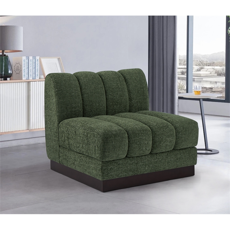 Meridian Furniture Quinn Green Chenille Fabric Armless Chair