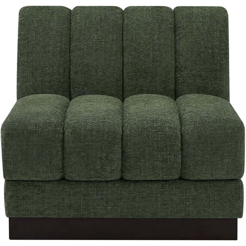 Meridian Furniture Quinn Green Chenille Fabric Armless Chair