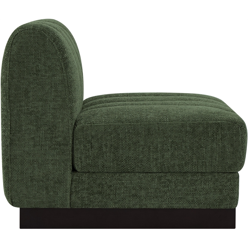Meridian Furniture Quinn Green Chenille Fabric Armless Chair