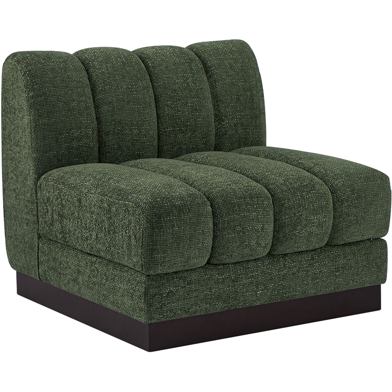 Meridian Furniture Quinn Green Chenille Fabric Armless Chair