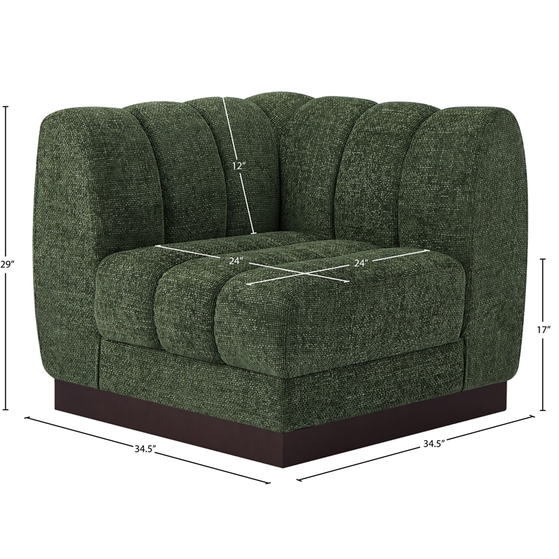 Meridian Furniture Quinn Green Chenille Fabric Corner Chair