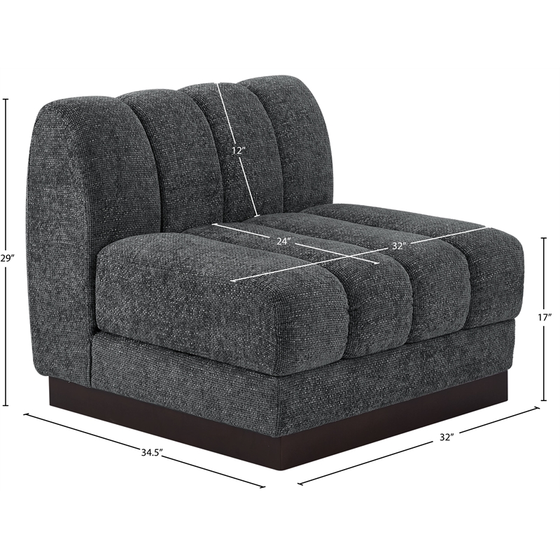 Meridian Furniture Quinn Grey Chenille Fabric Armless Chair