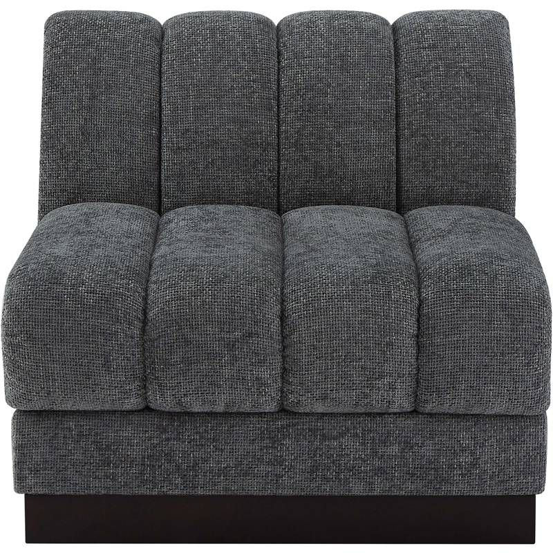 Meridian Furniture Quinn Grey Chenille Fabric Armless Chair