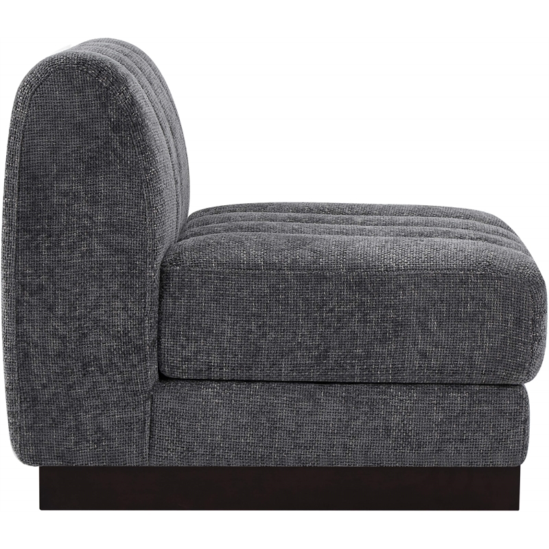Meridian Furniture Quinn Grey Chenille Fabric Armless Chair