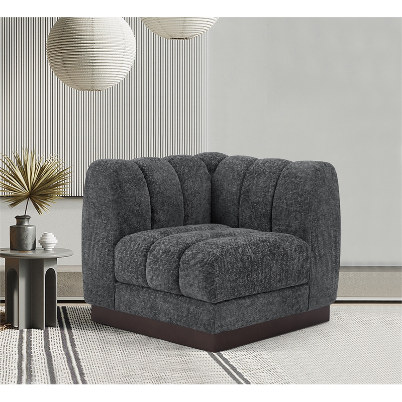 Meridian Furniture Quinn Grey Chenille Fabric Corner Chair