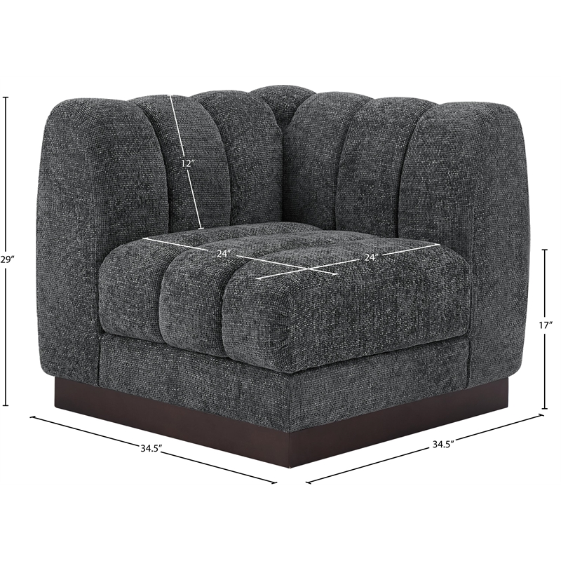 Meridian Furniture Quinn Grey Chenille Fabric Corner Chair