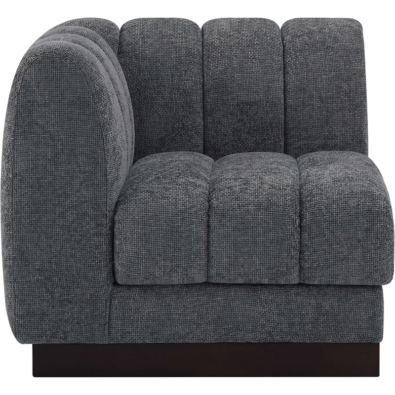 Meridian Furniture Quinn Grey Chenille Fabric Corner Chair