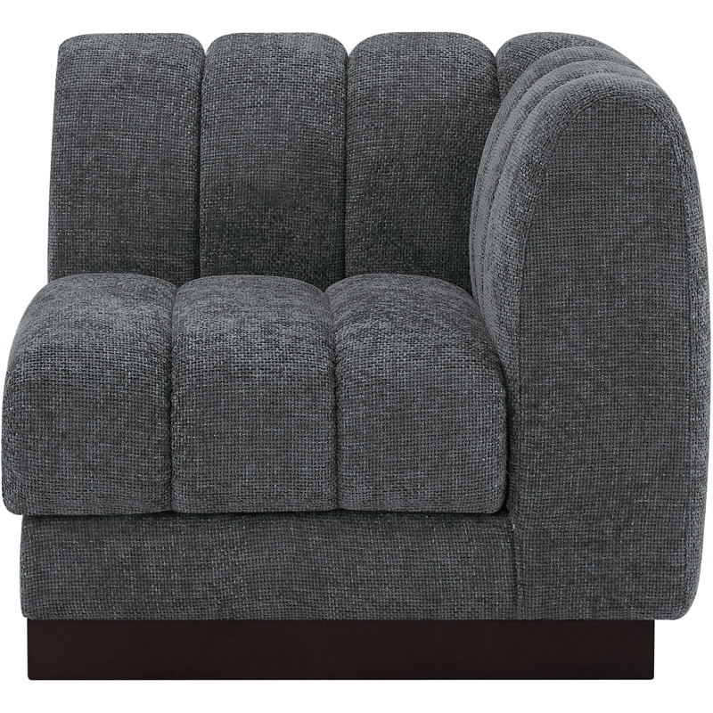 Meridian Furniture Quinn Grey Chenille Fabric Corner Chair