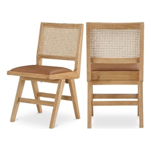 Meridian Furniture Abby Cognac Vegan Leather Dining Side Chair (Set of 2)