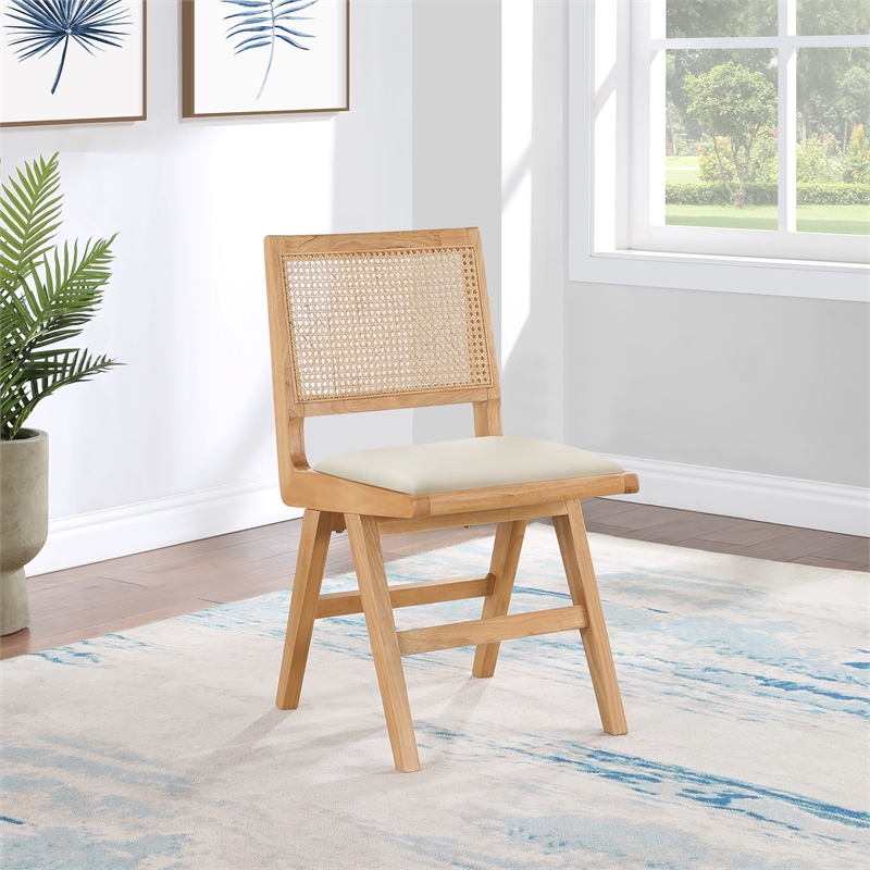 Meridian Furniture Abby Cream Vegan Leather Dining Side Chair (Set of 2)