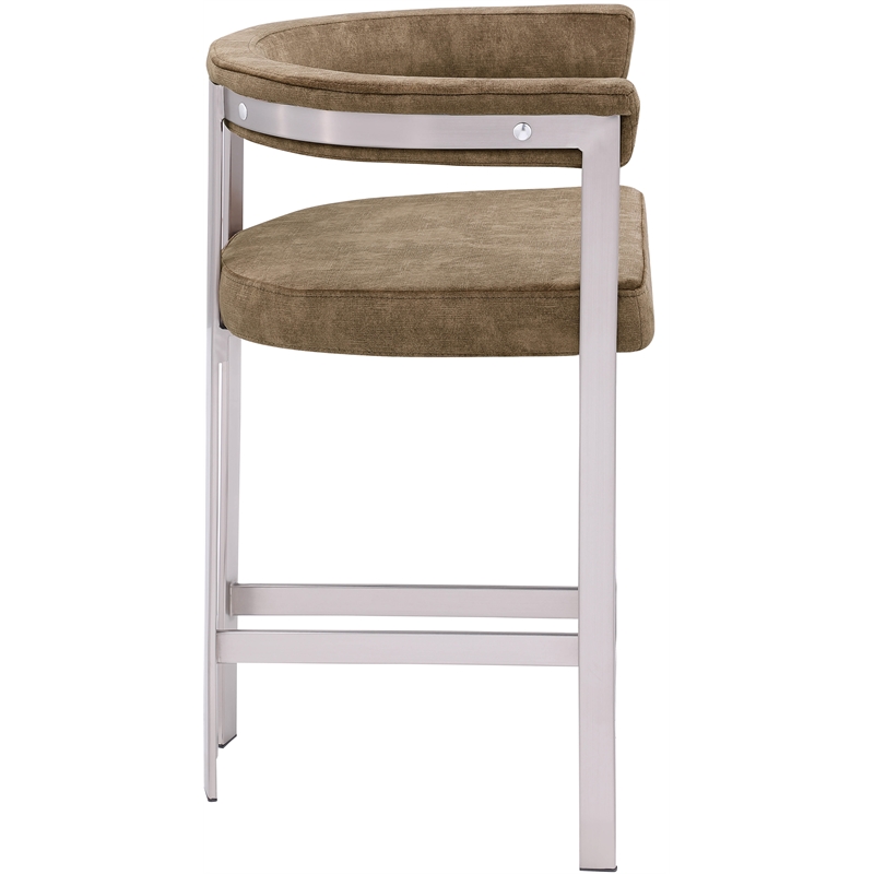 Meridian Furniture Marcello Brown Velvet Counter Stool (Set of 2)