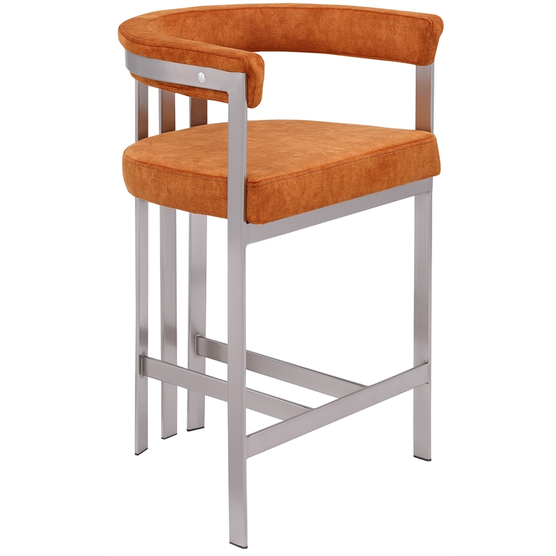Meridian Furniture Marcello Cognac Velvet Counter Stool (Set of 2)