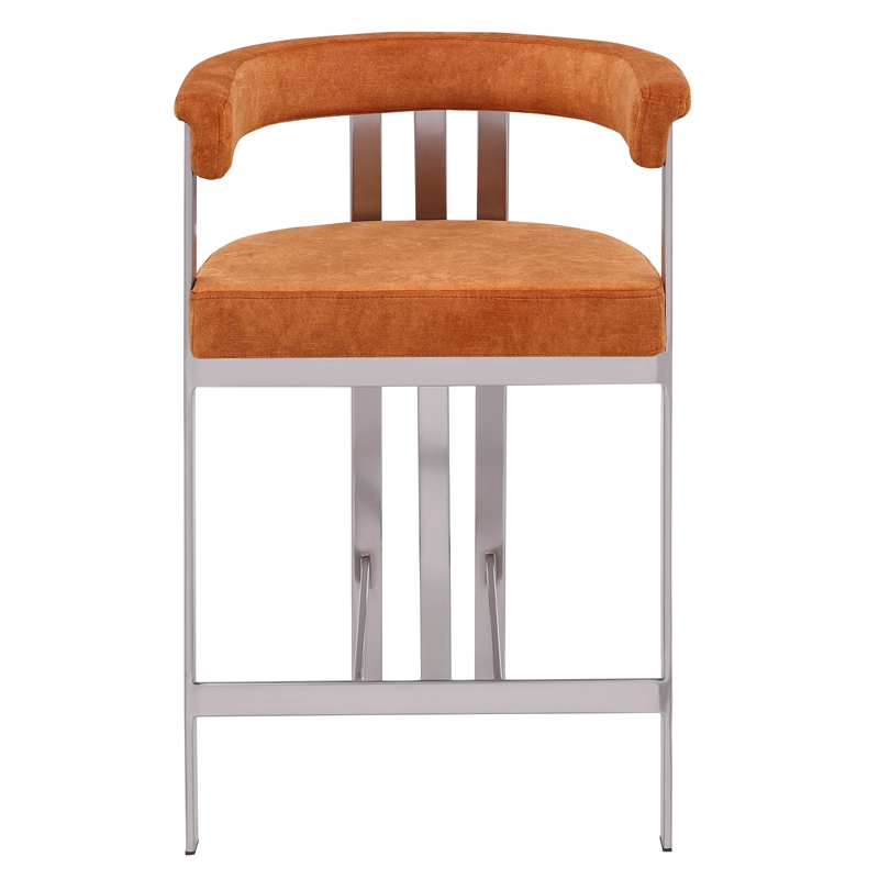Meridian Furniture Marcello Cognac Velvet Counter Stool (Set of 2)