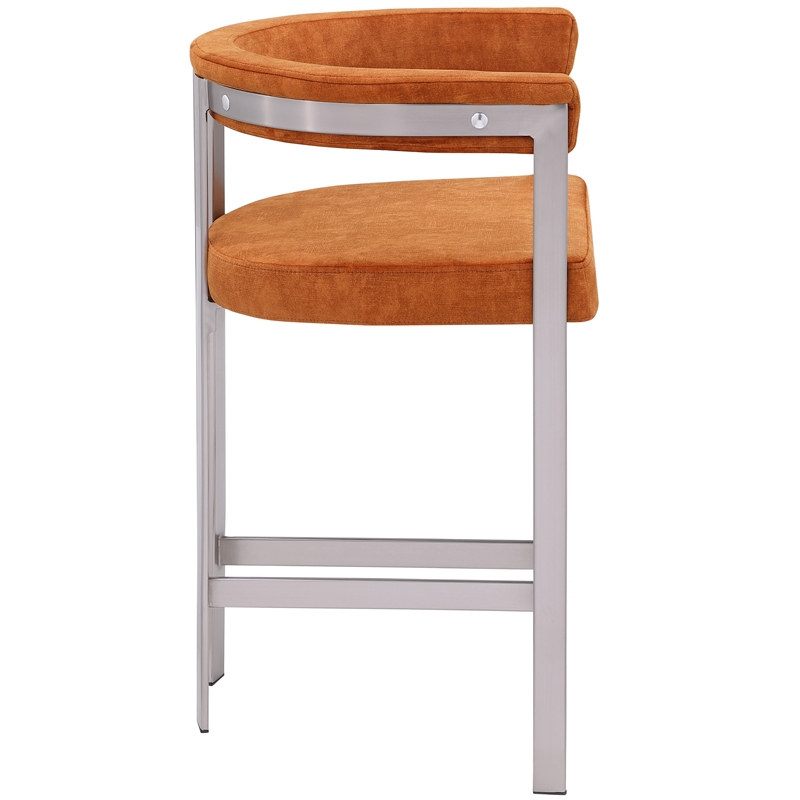 Meridian Furniture Marcello Cognac Velvet Counter Stool (Set of 2)