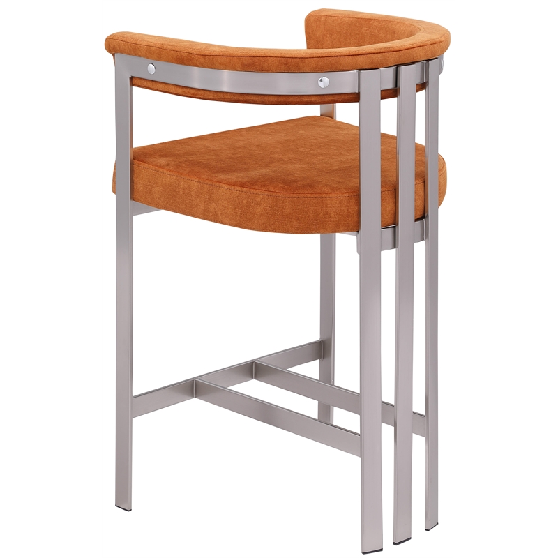 Meridian Furniture Marcello Cognac Velvet Counter Stool (Set of 2)
